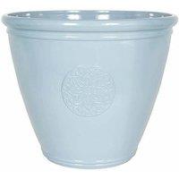 La Hacienda 40cm Small Eden Emblem Plant Pot - Plastic - L40 x W40 x H30 cm - Blue in Baby Blue