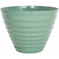La Hacienda 40cm Vale Planter with In-Built Saucer - Plastic - L40 x W40 x H30 cm in Green