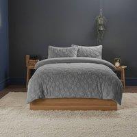 Snug City Ultra Soft Teddy Duvet Cover Set Daisy Embossed Cozy Fleece Bedding in Silver | Size: Single