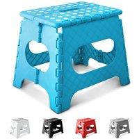 Keplin 11 Inch Heavy Duty Folding Step Stool | Non-Slip Foldable Footstool in Blue