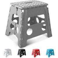 Keplin 13 Inch Heavy Duty Folding Step Stool | Non-Slip Foldable Footstool in Grey
