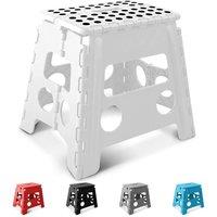 Keplin 13 Inch Heavy Duty Folding Step Stool | Non-Slip Foldable Footstool in White