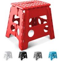 Keplin 13 Inch Heavy Duty Folding Step Stool | Non-Slip Foldable Footstool in Red