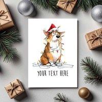 60 SECOND MAKEOVER Pack Of 5 Personalised Christmas Cards Corgi in White | Size: 5 Pack