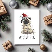 60 SECOND MAKEOVER Pack Of 5 Personalised Christmas Cards Pug in White | Size: 5 Pack