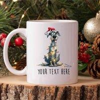 60 SECOND MAKEOVER Personalised Great Dane Christmas Lights Santa Hat Mug in White