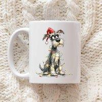 60 SECOND MAKEOVER Miniature Schnauzer Christmas Lights Mug in White