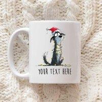 60 SECOND MAKEOVER Personalised Terrier Christmas Lights Santa Hat Mug in White
