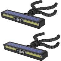 VOGREX 2x Solar Powered PIR Motion Sensor Wall Light in Black