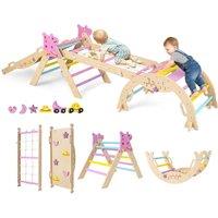 Costway Kids Foldable Climbing Toys Jungle Gym Climber Playground w/Arch &Ramp