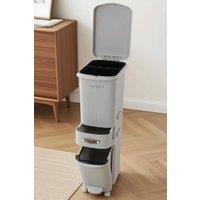 Living and Home 36L 3-Tier Dry Wet Separation Trash Bin Dustbin with 2 Inner Buckets & Drawer in Grey