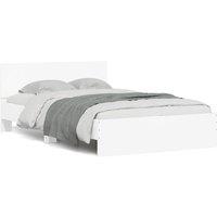Berkfield Home Bed Frame with Headboard & LED White 120x190 cm Small Double