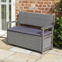 Rowlinsons Alderley Rattan Storage Bench - L60 x W120 x H90 cm in Grey
