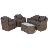 Rowlinsons Bunbury Sofa Set Rattan Garden furniture - Timber - L80 x W138 x H80cm in Brown