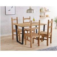 Core Products Texas Pine Dining Set with 118cm Table & Four Chairs, Angular Legs in Black