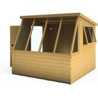 Shires Iceni 8x8' Potting Shed Pre Hung Doors with Opening Glass Side Window in Brown