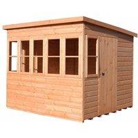 Shires Sun Pent 8x6' Single Door with 7 Windows Wooden Garden Potting Shed in Brown