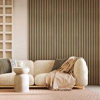Fuse Acoustic Wall Panels Fuse Acoustic Wooden Reeded Wall Panel in Natural Oak, 2.4m x 0.6m in Light Oak