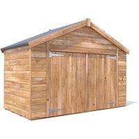 Dunster House Wooden Bike Shed 2.4x1.2m Fully Pressure Treated, Overlord Modular in Brown