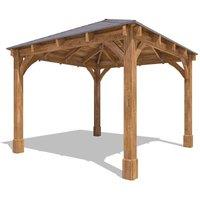 Dunster House Wooden Heavy Duty Gazebo 3x3m Pressure Treated Hot Tub, Leviathan in Brown