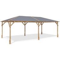 Dunster House Wooden Garden Gazebo 6x3m Heavy Duty Hot Tub Shelter, Utopia 630 in Brown