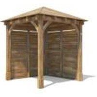 Dunster House Wooden Gazebo Kit 2.5x2.5m Louvre Wall Heavy Duty Plus, Leviathan in Brown
