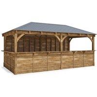 Dunster House Garden Bar Wooden Outdoor Bar Full Length Counter 6x3m Leviathan in Brown