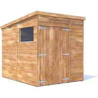 Dunster House Wooden Bike Shed 1.8x2.4m Pent Roof with Window, Overlord Modular in Brown