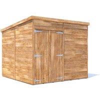 Dunster House Wooden Bike Shed 2.4x2.4m Garden Workshop Pent Roof, Overlord Modular in Brown