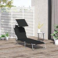 OUTSUNNY Folding Chair Sun Lounger w/ Sunshade Garden Recliner Hammock in Black