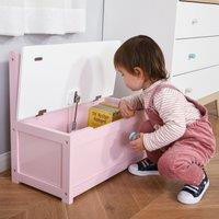 HOMCOM 2 In 1 Wooden Toy Box, Seat Bench Storage Chest w/ Pneumatic Rod in Pink