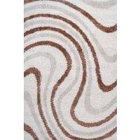 THE RUGS Moodi Wavy Design Shaggy Soft High Pile Living Room Rug & Runner in Terracotta | Size: 120 cm x 170 cm