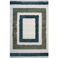 THE RUGS Moodi Border Design Shaggy Soft High Pile Living Room Rug & Runner in Green | Size: 200 cm x 290 cm