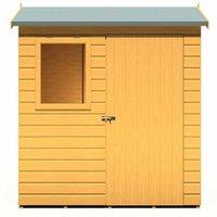 Shires Lewis 6 x 4 Feet Single Door Reverse Apex Style C Shed in Brown