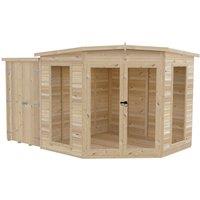 Shires Barclay 8 x 12 Feet with Side Shed - L119 x W224.8 x H190.2 cm in Brown
