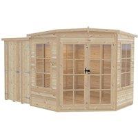 Shires Hampton 7 x 11 Feet with Side Shed - L119 x W205 x H190.3 cm in Light Tan