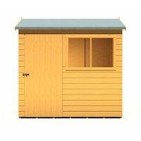 Shires Lewis 7 x 5 Feet Single Door Reverse Apex Style D Shed in Brown