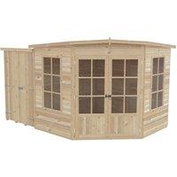 Shires Hampton 8 x 11 Feet with Side Shed - L119 x W224.8 x H190.2 cm in Light Brown