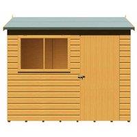 Shires Lewis 8 x 6 Feet Single Door Reverse Apex Style C Shed in Brown