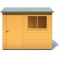 Shires Lewis 8 x 6 Feet Single Door Reverse Apex Style D Shed in Brown