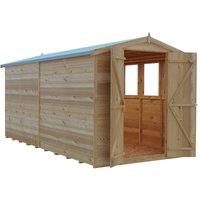 Shires Overlap Double Door Garden Shed - Dip Treated Approx 12 x 6 Feet in Light Tan