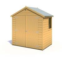 Shires Bute Shiplap Apex 6x4' Dip Treated Garden Shed Double Door with Window in Brown