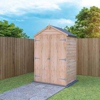 Shires Overlap 4x3 Feet Dip Treated Apex Shed Double Door - 3 Corner Shelves in Brown