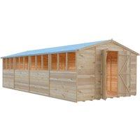Shires Overlap 10 x 20 Feet Dip Treated Apex Shed Double Door with Windows in Brown