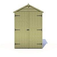 Shires Overlap 4 x 3 Feet Pressure Treated Apex Shed Double Door in Light Green