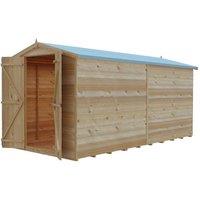 Shires Overlap 12 x 6 Dip Treated Apex Shed Double Door No windows in Light Brown