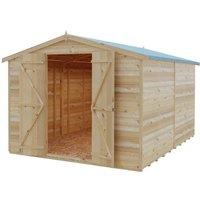 Shires Overlap 10 x 8 Dip Treated Apex Shed Double Door No windows in Brown