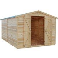 Shires Overlap 12 x 8 Dip Treated Apex Shed Double Door No windows in Light Tan