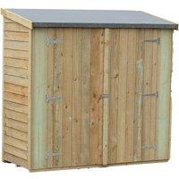 Shires Overlap 6 x 3 Feet Pressure Treated Pent Shed Double Door in Brown