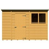Shires Overlap 10x6' Single Door Dip Treated Pent Shed - L183xW299xH205.6 cm in Brown